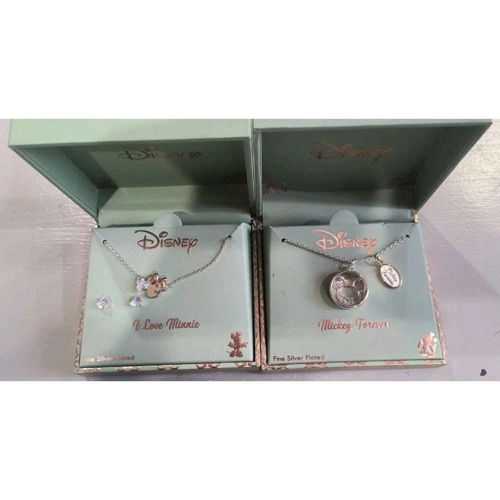 Disney Parks Silver Plated Necklace Minnie Mouse And Mickey Mouse Lot